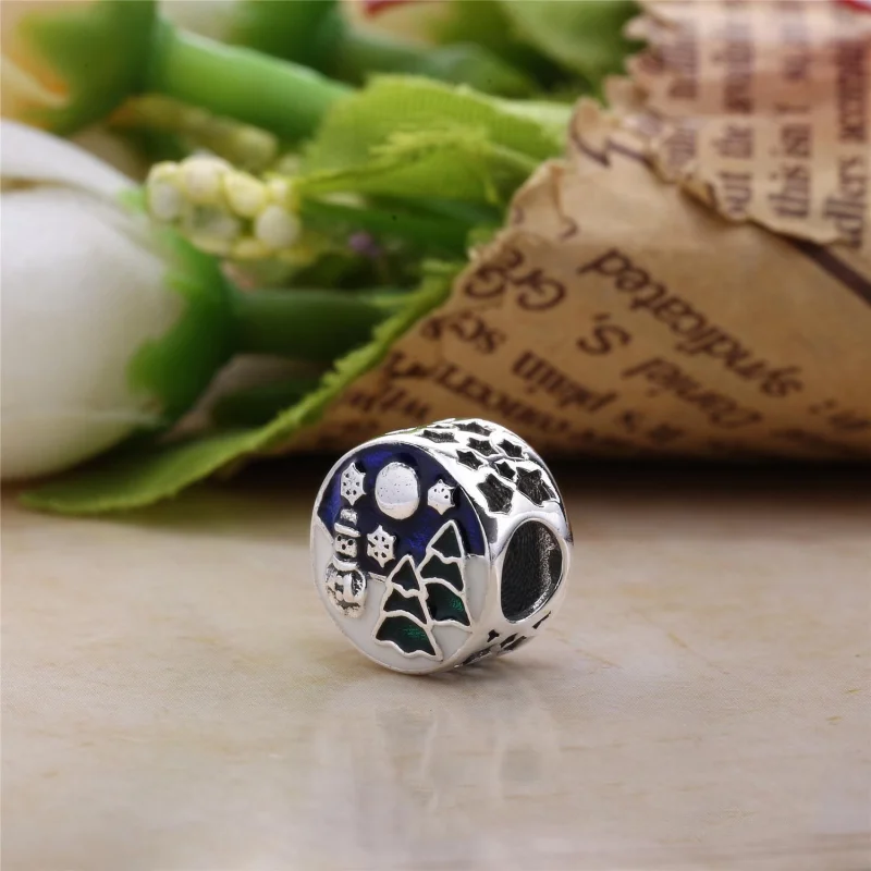 (Bild für) PANDORA Snowy Wonderland Charm, blaue und grüne Emaille - 796384ENMX - Ansicht 3