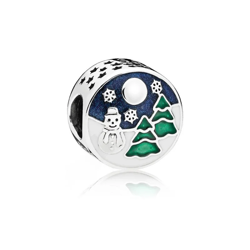 (Bild für) PANDORA Snowy Wonderland Charm, blaue und grüne Emaille - 796384ENMX