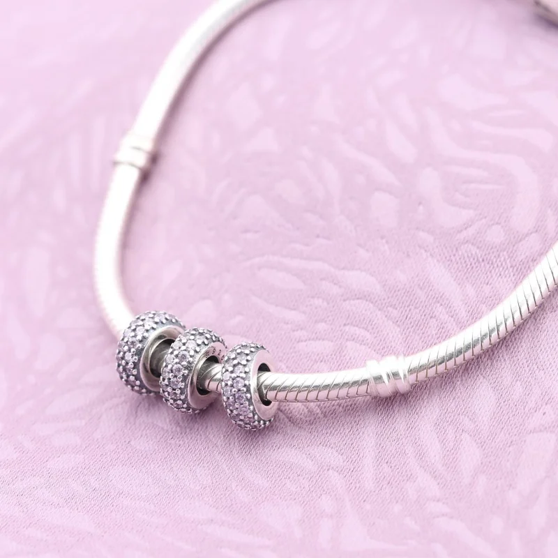(Bild für) PANDORA Spacer-Charm mit rosa Pavé-Inspiration - 791359PCZ - Ansicht 2