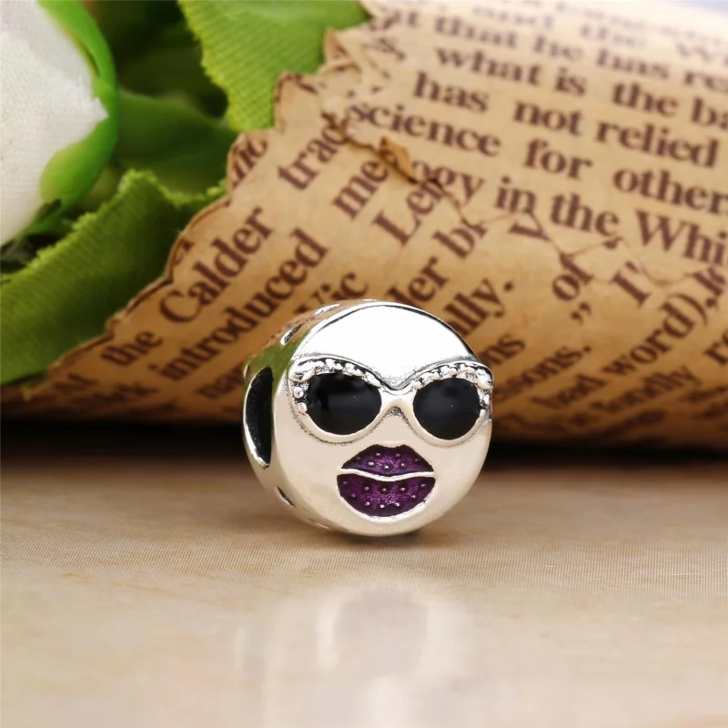 (Bild für) PANDORA Stay Cool Charm, schwarze und violette Emaille und klare CZ - 797184CZ - Ansicht 2