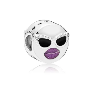 (Bild für) PANDORA Stay Cool Charm, schwarze und violette Emaille und klare CZ - 797184CZ