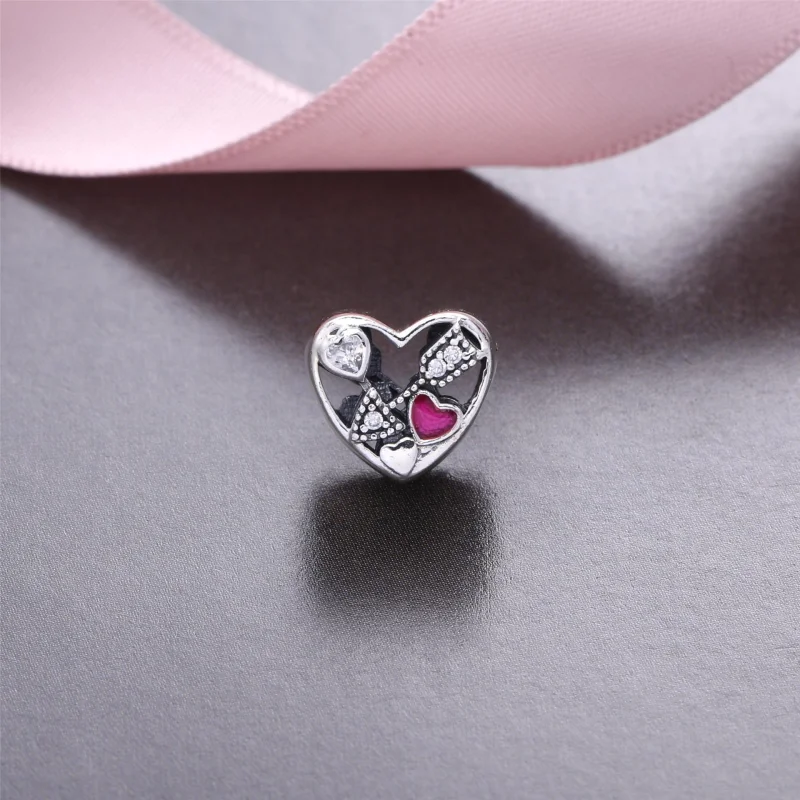 (Bild für) PANDORA Struck By Love Charm, Magenta Emaille, klare CZ - 792039CZ - Ansicht 2