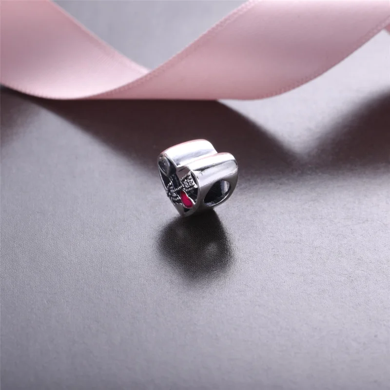 (Bild für) PANDORA Struck By Love Charm, Magenta Emaille, klare CZ - 792039CZ - Ansicht 3