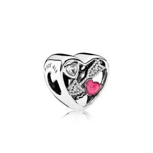 (Bild für) PANDORA Struck By Love Charm, Magenta Emaille, klare CZ - 792039CZ