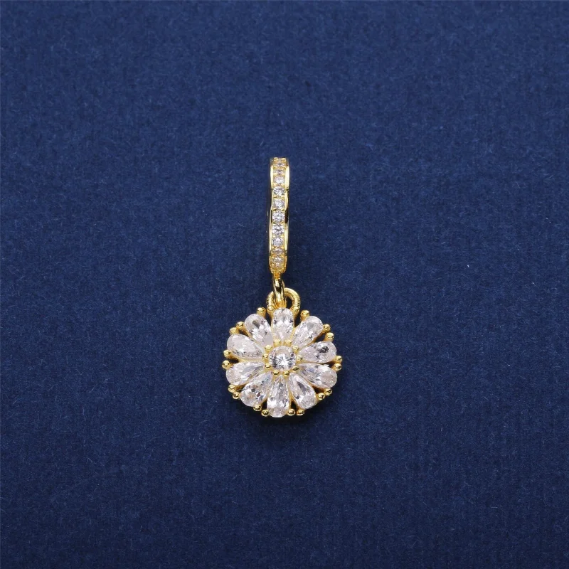 (Bild für) PANDORA verzierter Blumen-Anhänger, 14 K Gold, klare CZ - 751002CZ - Ansicht 2