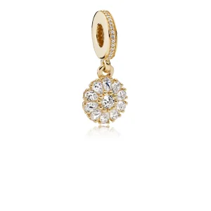 (Bild für) PANDORA verzierter Blumen-Anhänger, 14 K Gold, klare CZ - 751002CZ