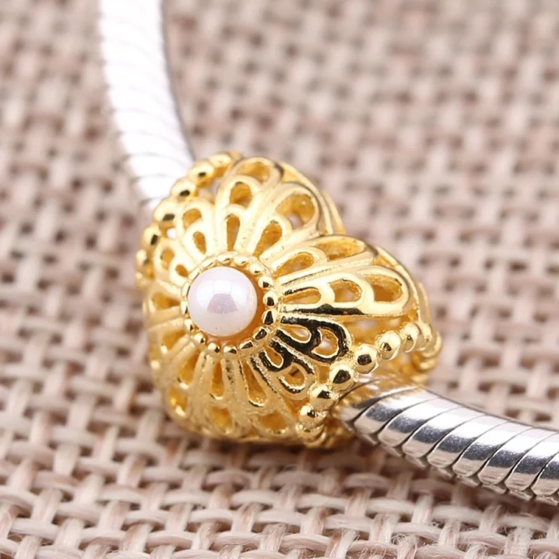 (Bild für) PANDORA Vintage Herz, weißer Perlenanhänger - 750822P - Ansicht 2