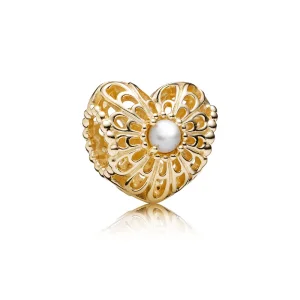 (Bild für) PANDORA Vintage Herz, weißer Perlenanhänger - 750822P