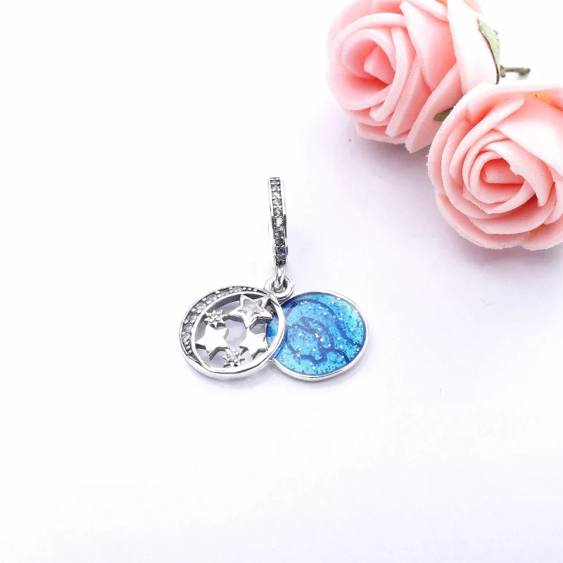 (Bild für) PANDORA Vintage Nachthimmel-Anhänger, schimmernde mitternachtsblaue Emaille mit - Ansicht 2