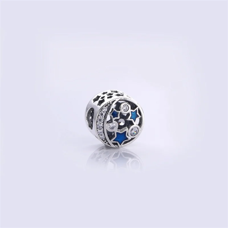 (Bild für) PANDORA Vintage Nachthimmel Charm, schimmernde nachtblaue Emaille mit klarem CZ - Ansicht 2