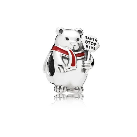 (Bild für) PANDORA Weihnachts-Eisbär-Charm, Beerenrote Emaille - 796466EN39