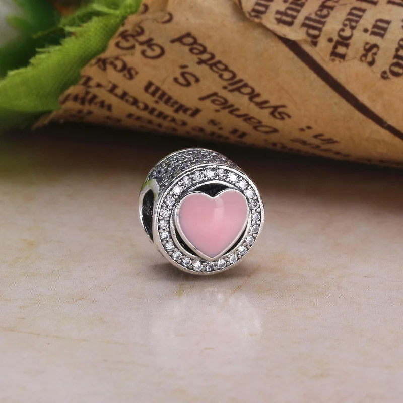 (Bild für) PANDORA Wonderful Love Charm, zartrosa Emaille mit klaren CZ - 792034CZ - Ansicht 3