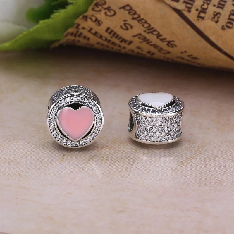 (Bild für) PANDORA Wonderful Love Charm, zartrosa Emaille mit klaren CZ - 792034CZ - Ansicht 4