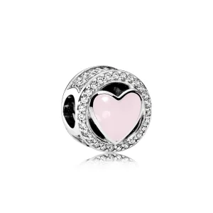 (Bild für) PANDORA Wonderful Love Charm, zartrosa Emaille mit klaren CZ - 792034CZ