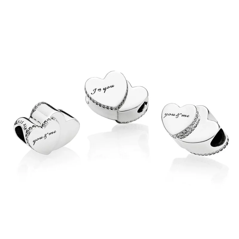 (Bild für) PANDORA Zwei-Herzen-Charm, klare CZ - 796560CZ - Ansicht 3