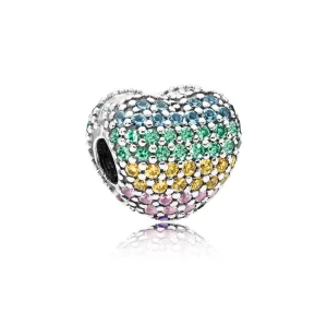 (Bild für) Pave Open My Heart Clip, PANDORA Mehrfarbig CZ - 797221NRPMX