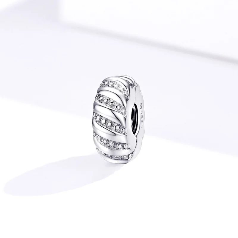 (Bild für) Silberner Clip mit schlichter Struktur im Pandora-Stil - BSC278 - Ansicht 2