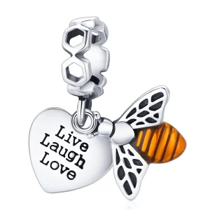 (Bild für) Baumelnde Bienen und Herzen im Pandora-Stil - BSC495