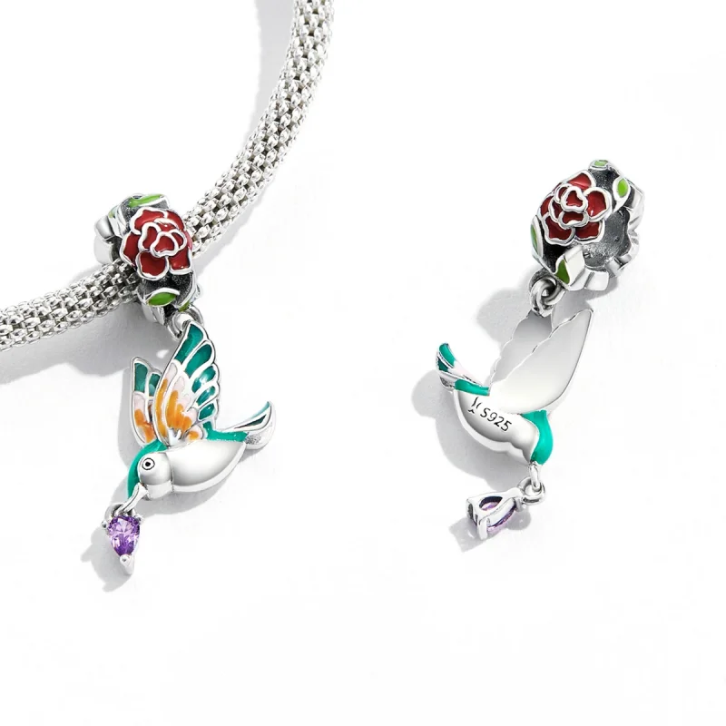 (Bild für) Baumelnde Blumen und Vögel im Pandora-Stil - SCC2195 - Ansicht 3