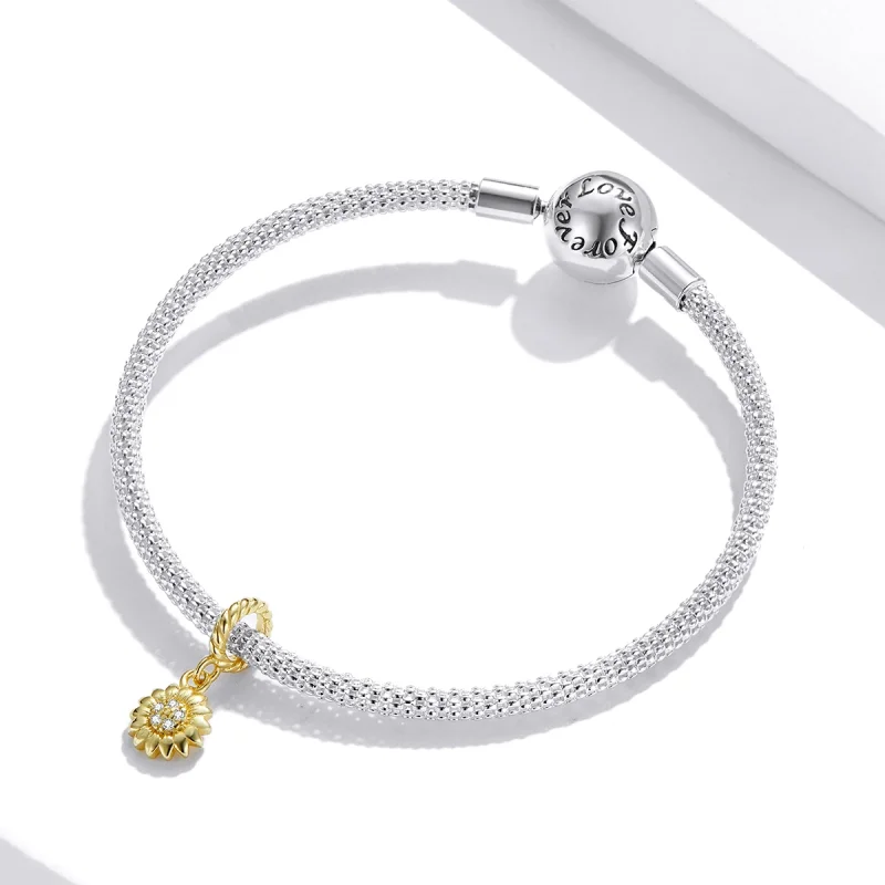 (Bild für) Glänzender Sonnenblumen-Anhänger im Pandora-Stil - BSX002-L - Ansicht 3