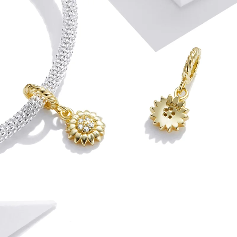 (Bild für) Glänzender Sonnenblumen-Anhänger im Pandora-Stil - BSX002-L - Ansicht 4