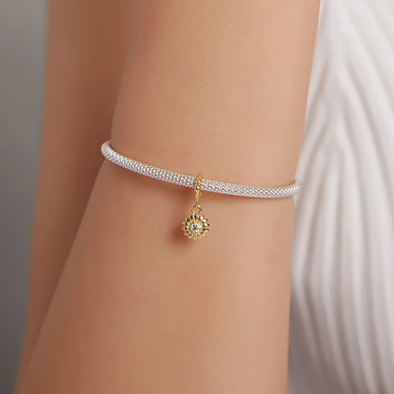 (Bild für) Glänzender Sonnenblumen-Anhänger im Pandora-Stil - BSX002-L - Ansicht 5