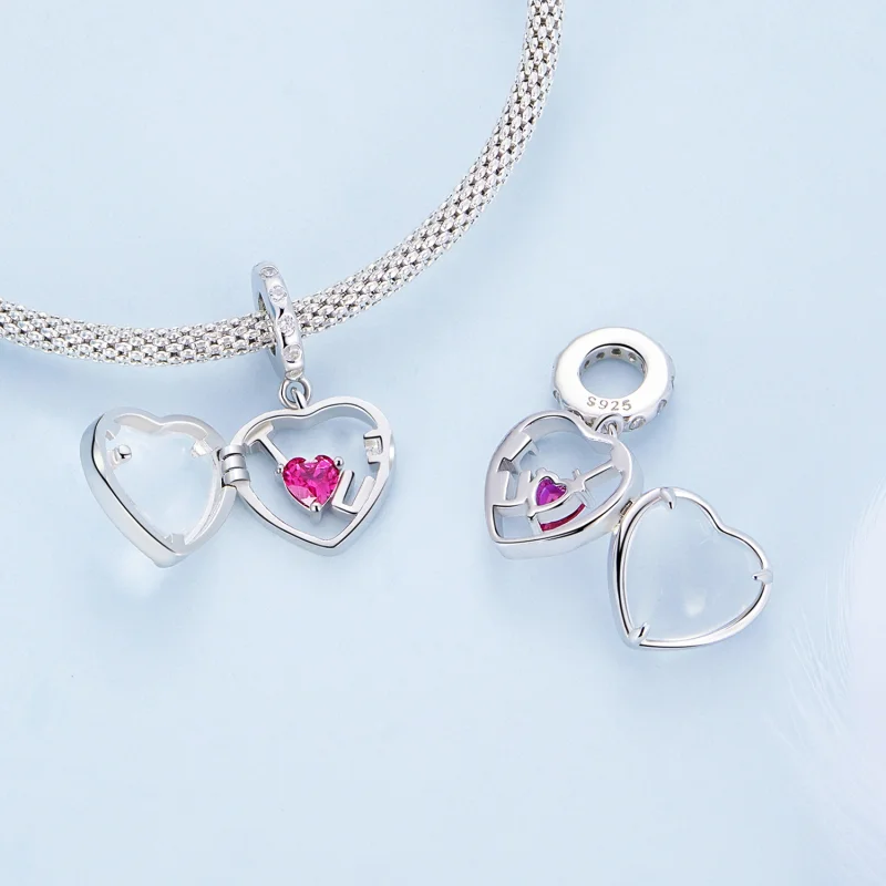 (Bild für) Medaillon „Ich liebe dich“ im Pandora-Stil, baumelnd - BSC681 - Ansicht 4