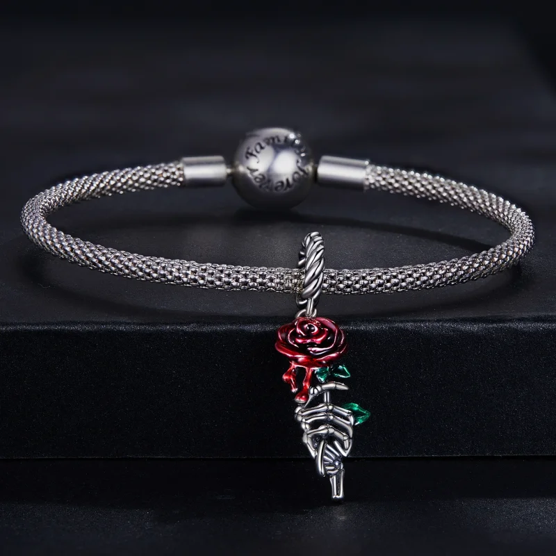 (Bild für) Ohrhänger mit scharlachroter Rose im Pandora-Stil - SCC2404 - Ansicht 3
