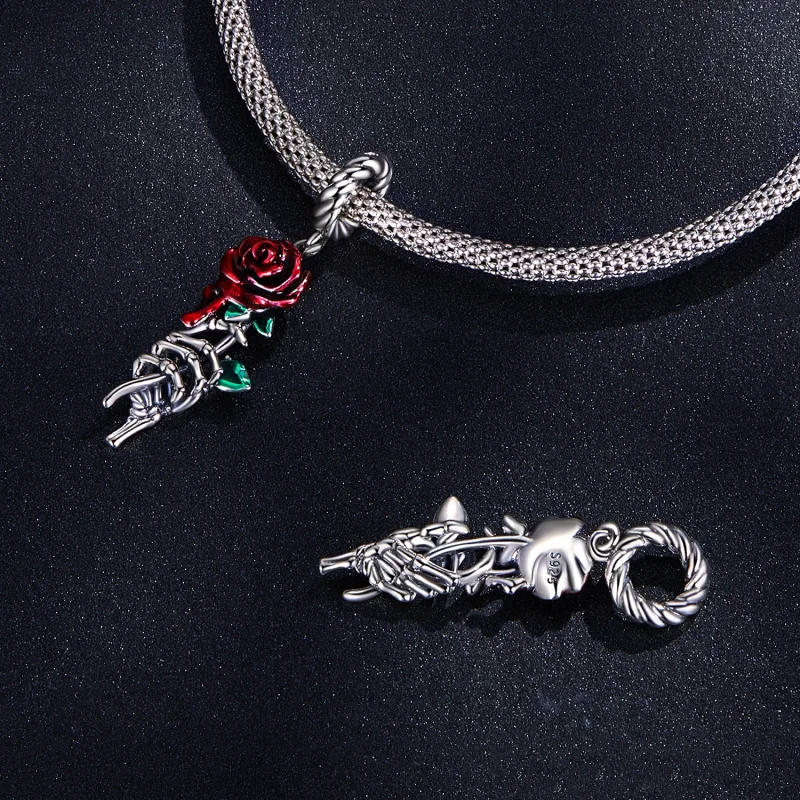 (Bild für) Ohrhänger mit scharlachroter Rose im Pandora-Stil - SCC2404 - Ansicht 4