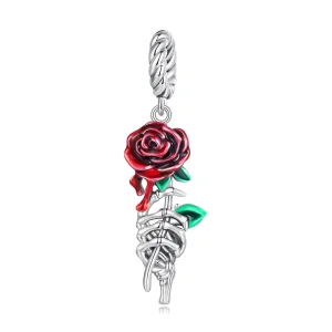 (Bild für) Ohrhänger mit scharlachroter Rose im Pandora-Stil - SCC2404