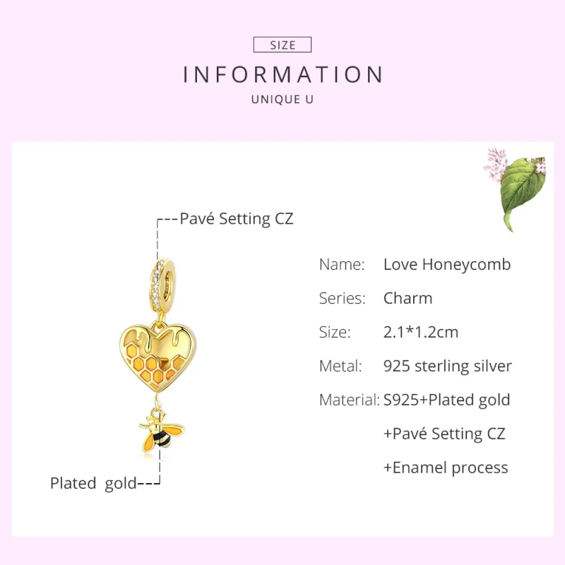 (Bild für) 18 Karat vergoldeter Love Honeycomb-Ohrhänger im Pandora-Stil - SCC1714 - Ansicht 6