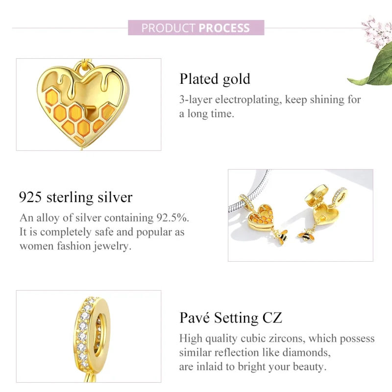 (Bild für) 18 Karat vergoldeter Love Honeycomb-Ohrhänger im Pandora-Stil - SCC1714 - Ansicht 7