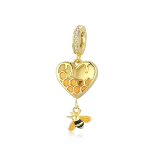 (Bild für) 18 Karat vergoldeter Love Honeycomb-Ohrhänger im Pandora-Stil - SCC1714