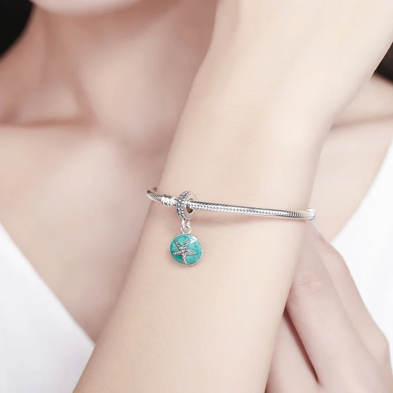 (Bild für) Pandora-Stil, silberner Sommer-Stil, blaues Meer-Ohrhänger - SCC136 - Ansicht 7
