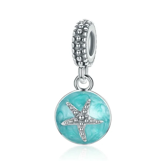 (Bild für) Pandora-Stil, silberner Sommer-Stil, blaues Meer-Ohrhänger - SCC136