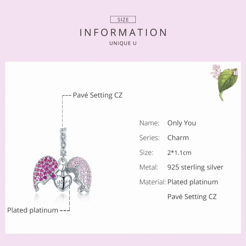 (Bild für) Pandora Style Silber Only You Dangle - BSC282 - Ansicht 7
