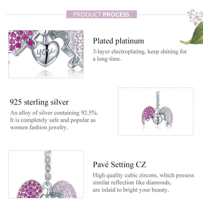 (Bild für) Pandora Style Silber Only You Dangle - BSC282 - Ansicht 8