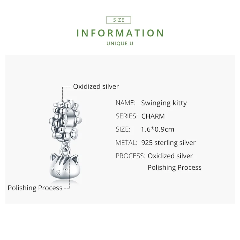 (Bild für) Pandora Style Silver Swing The Kitten Dangle - SCC1871 - Ansicht 7