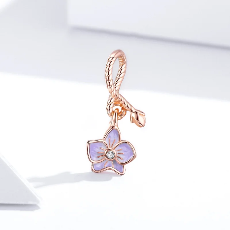 (Bild für) Roségoldener Orchideen-Ohrhänger im Pandora-Stil - BSC287 - Ansicht 4
