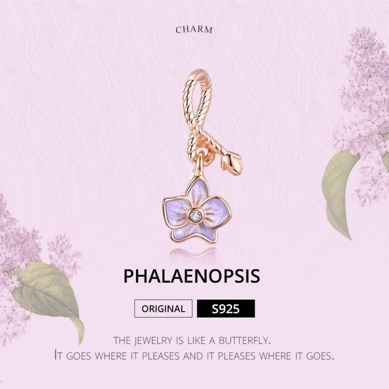 (Bild für) Roségoldener Orchideen-Ohrhänger im Pandora-Stil - BSC287 - Ansicht 6