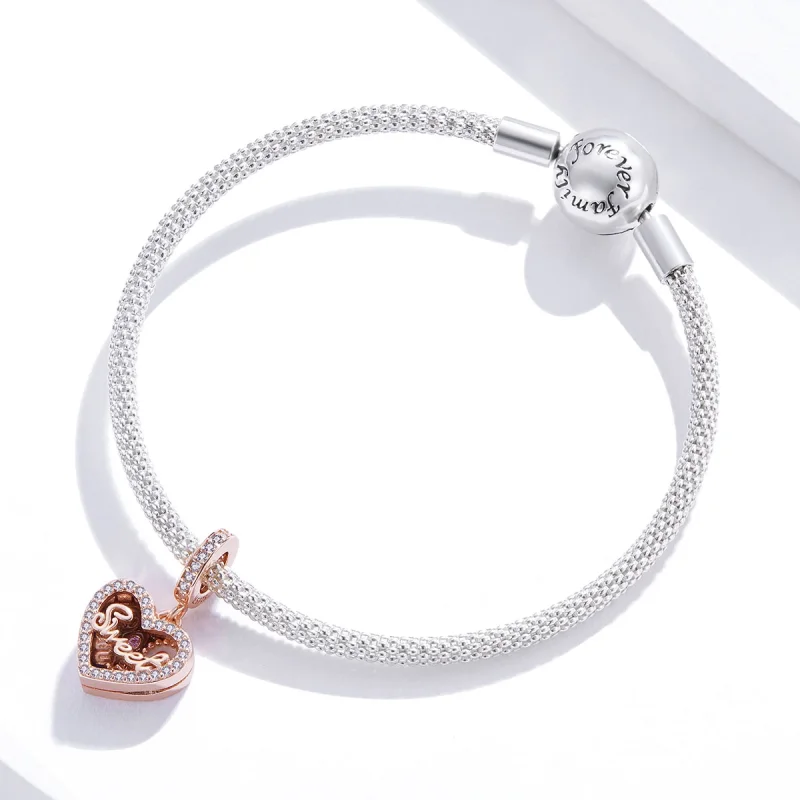 (Bild für) Roségoldener Schokoladen-Geschenkbox-Anhänger im Pandora-Stil - SCC1670 - Ansicht 3