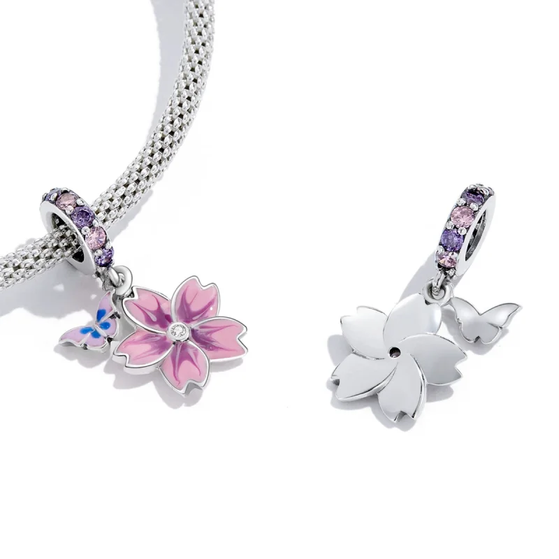 (Bild für) Schmetterlinge und Blumen im Pandora-Stil baumeln - SCC2185 - Ansicht 3