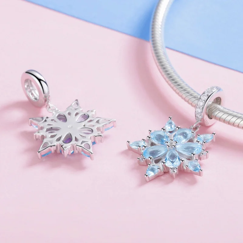 (Bild für) Silberne Schneeflocken im Pandora-Stil baumeln - SCC940 - Ansicht 4