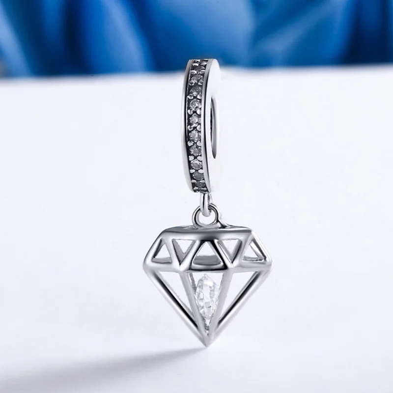 (Bild für) Silberner Diamant-Ohrhänger im Pandora-Stil - SCC186 - Ansicht 4