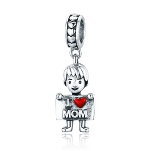 (Bild für) Silberner „I Love Mom“-Anhänger im Pandora-Stil - SCC691