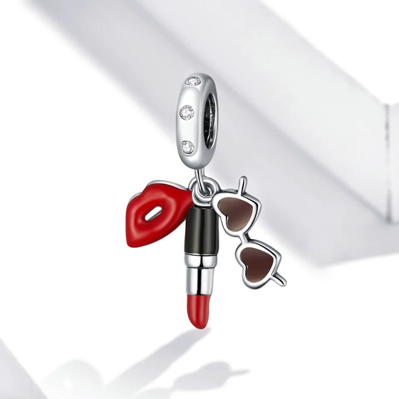 (Bild für) Silberner Lippenstift und Sonnenbrille im Pandora-Stil - BSC346 - Ansicht 4