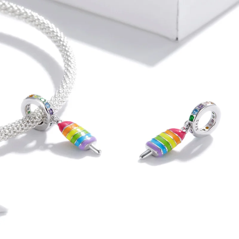 (Bild für) Silberner Regenbogen-Eiscreme-Anhänger im Pandora-Stil - BSC351 - Ansicht 3