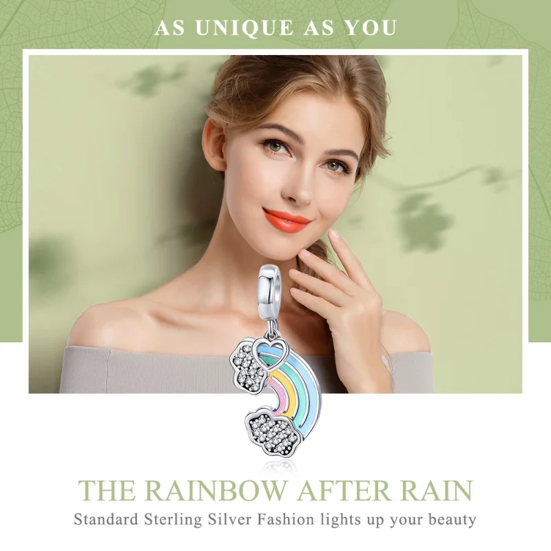 (Bild für) Silberner Regenbogen-Nach-Regen-Anhänger im Pandora-Stil - SCC905 - Ansicht 6