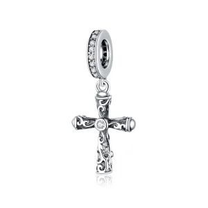 (Bild für) Silberner Vintage-Kreuz-Anhänger im Pandora-Stil - BSC313