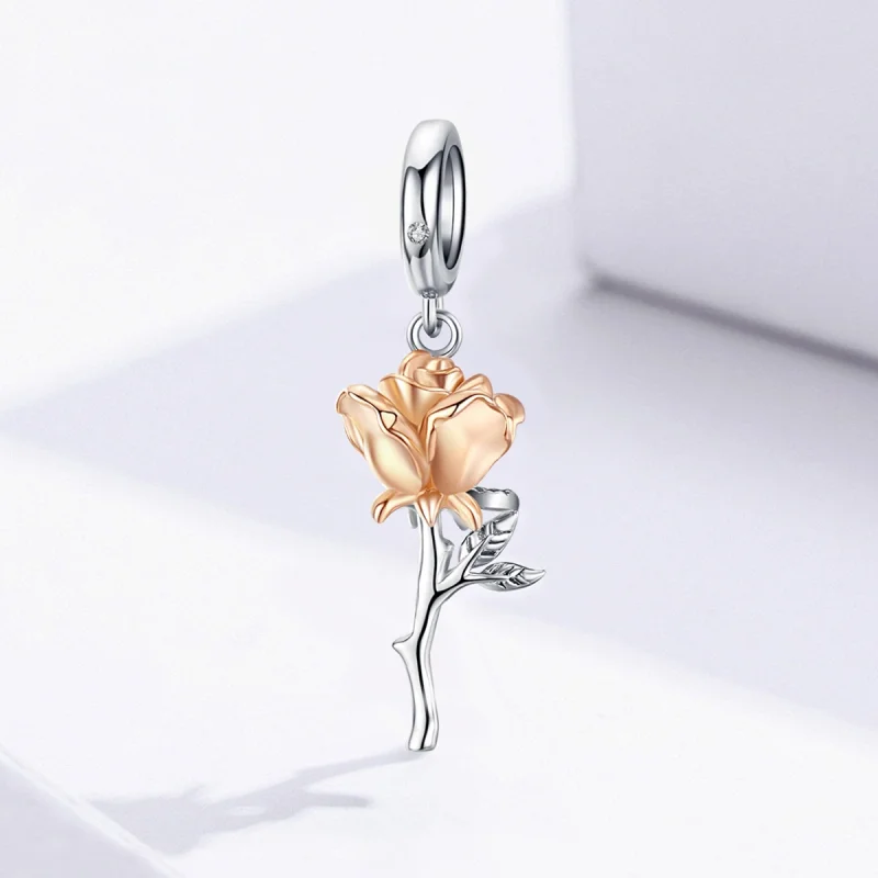 (Bild für) Zweifarbiger zweifarbiger Lover Rose im Pandora-Stil mit zweifarbigen Blumen - B - Ansicht 2